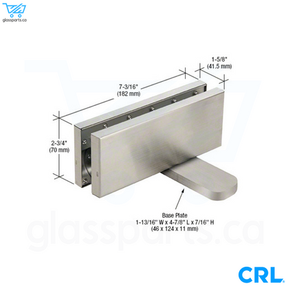 CRL Hydraulic Patch Fitting with 2-9/16" Setback - 90º Hold Open Model - Brushed Stainless