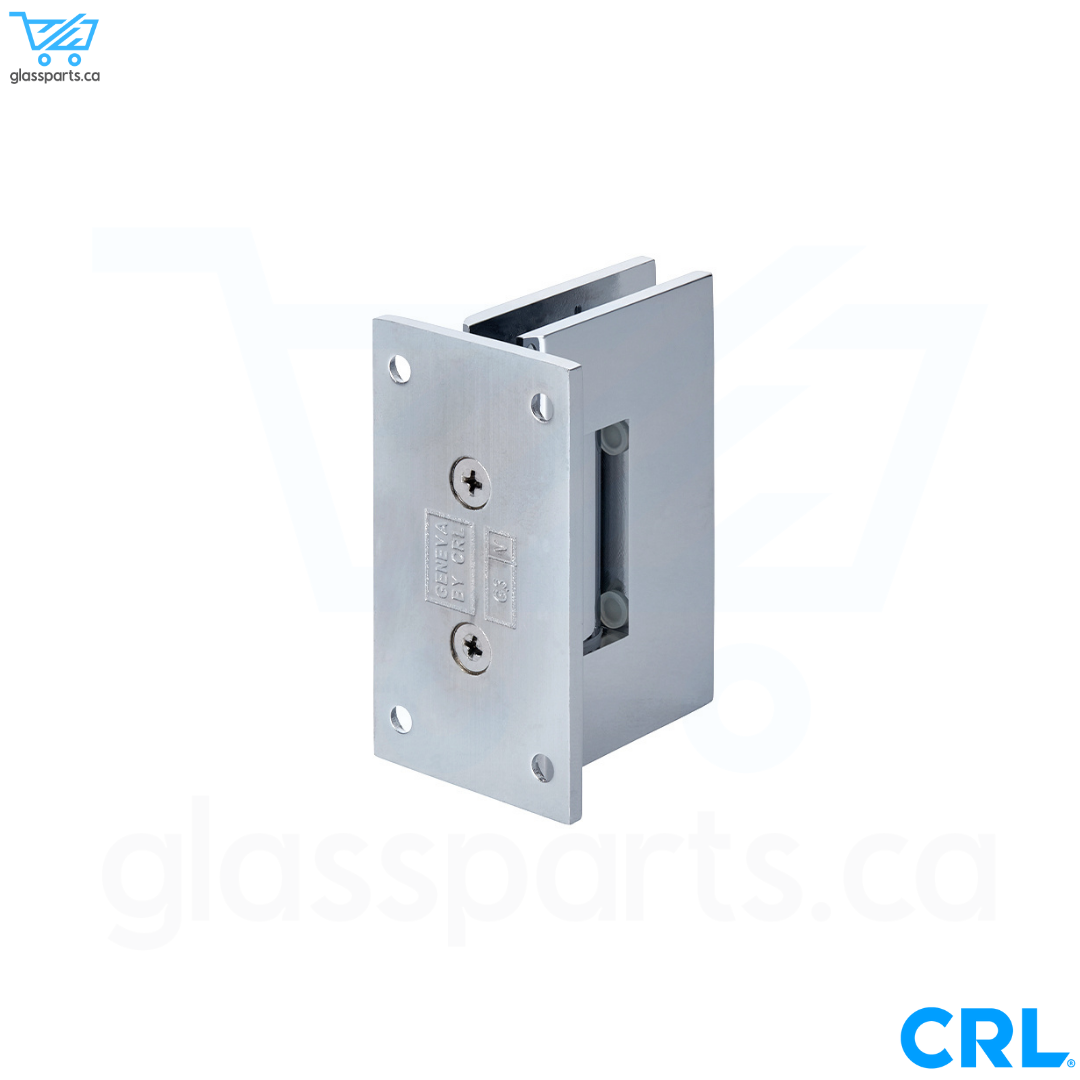 CRL Geneva 037 Series - Wall Mount Full Back Plate Standard Hinge - Polished Chrome