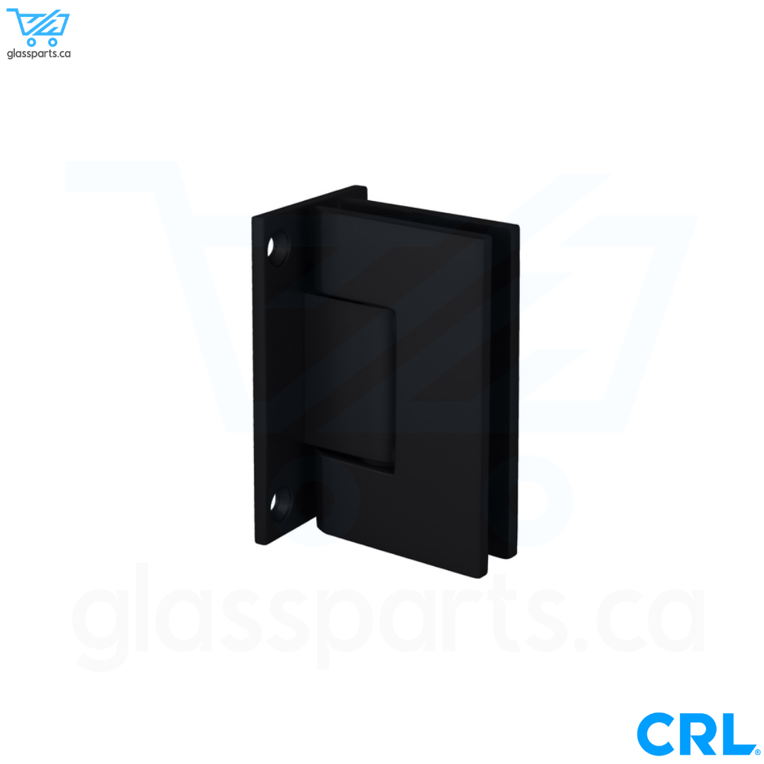 CRL Geneva 037 Series - Wall Mount Full Back Plate Standard Hinge - Matte Black