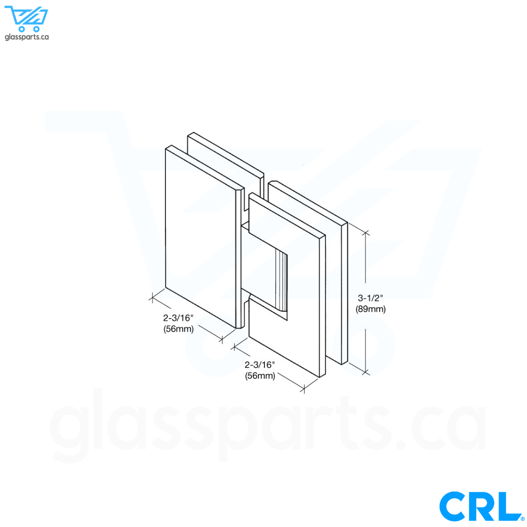 CRL Geneva 180 Series - 180° Glass-to-Glass Standard Hinge - Polished Chrome