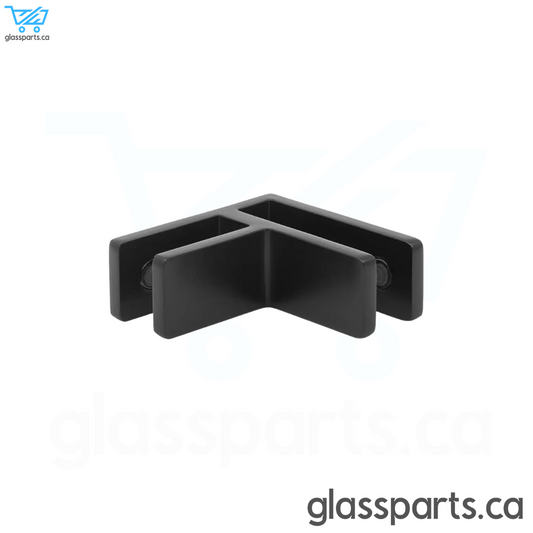 Ultra Slim Frameless 90° Glass Connector For Glass-To-Glass - Matte Black