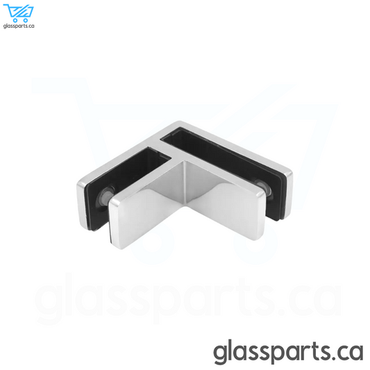 Ultra Slim Frameless 90° Glass Connector For Glass-To-Glass - Satin