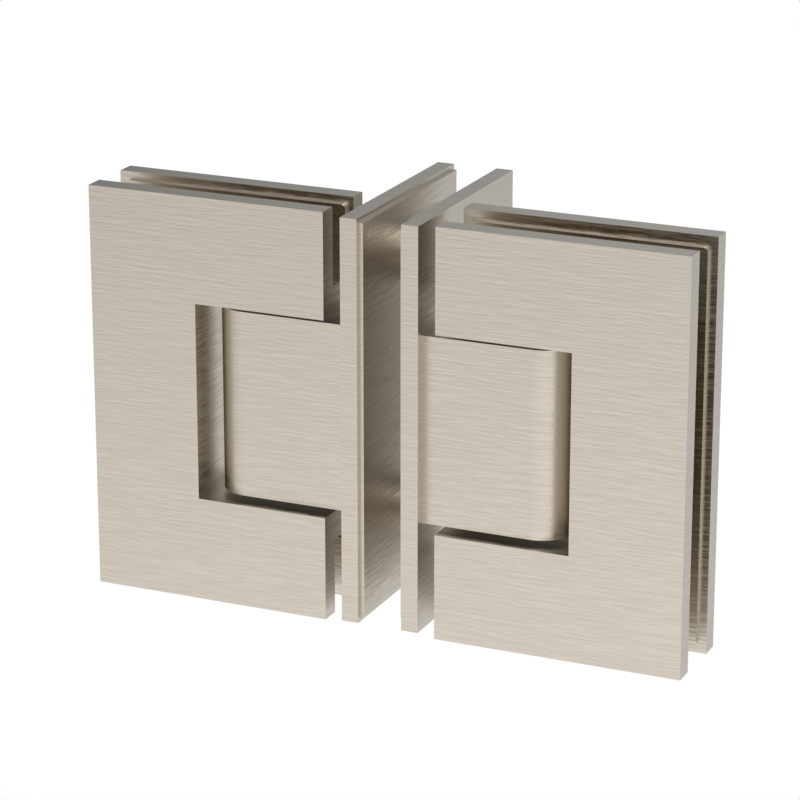 Jennifer shower hinge Glass to Glass 90° T-Shaped — Brushed Nickel