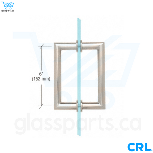 CRL MT Series - Round Tubing Mitered Corner Back-to-Back Pull Handle - 6" x 6" - Polished Nickel