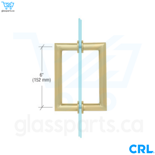 CRL MT Series - Round Tubing Mitered Corner Back-to-Back Pull Handle - 6" x 6" - Satin Brass