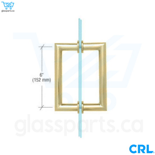 CRL MT Series - Round Tubing Mitered Corner Back-to-Back Pull Handle - 6" x 6" - Unlacquered Brass