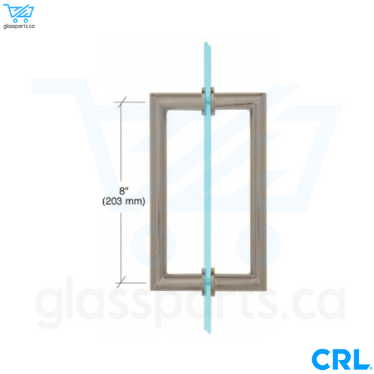 CRL MT Series - Round Tubing Mitered Corner Back-to-Back Pull Handle - 8" x 8" - Brushed Nickel