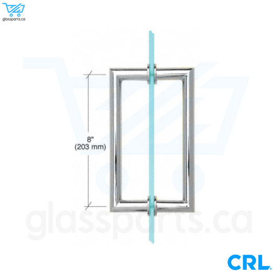CRL MT Series - Round Tubing Mitered Corner Back-to-Back Pull Handle - 8" x 8" - Polished Chrome