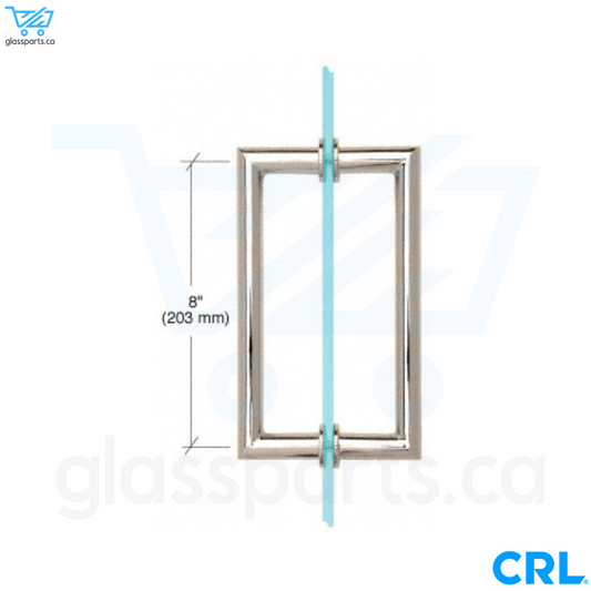 CRL MT Series - Round Tubing Mitered Corner Back-to-Back Pull Handle - 8" x 8" - Polished Nickel