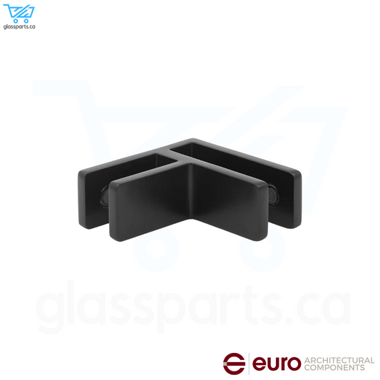 EURO Ultra Slim Frameless 90° Glass Connector For Glass-To-Glass - Matte Black