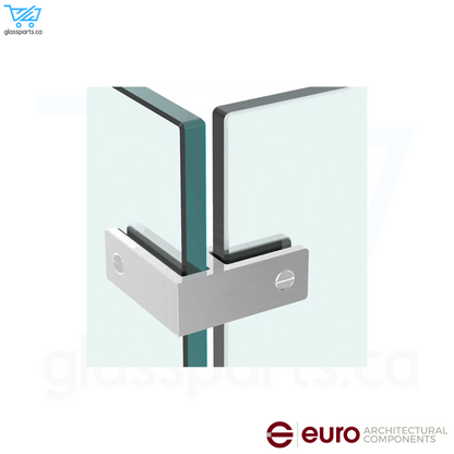 EURO Ultra Slim Frameless 90° Glass Connector For Glass-To-Glass - Satin
