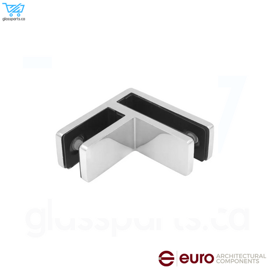 EURO Ultra Slim Frameless 90° Glass Connector For Glass-To-Glass - Satin