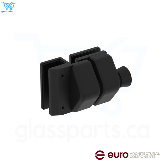 EURO Regular Latch Glass-To-Glass at 180° - Powder Coated Black