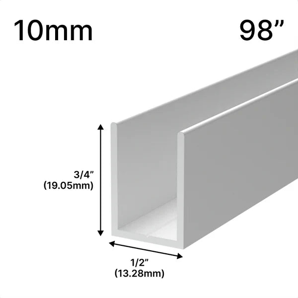 Profil en U pour Douche - Verre 10mm (249 cm)