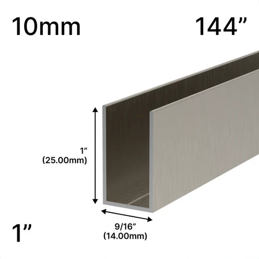 Shower U-Channel - 10mm Glass (144") - 1" Height