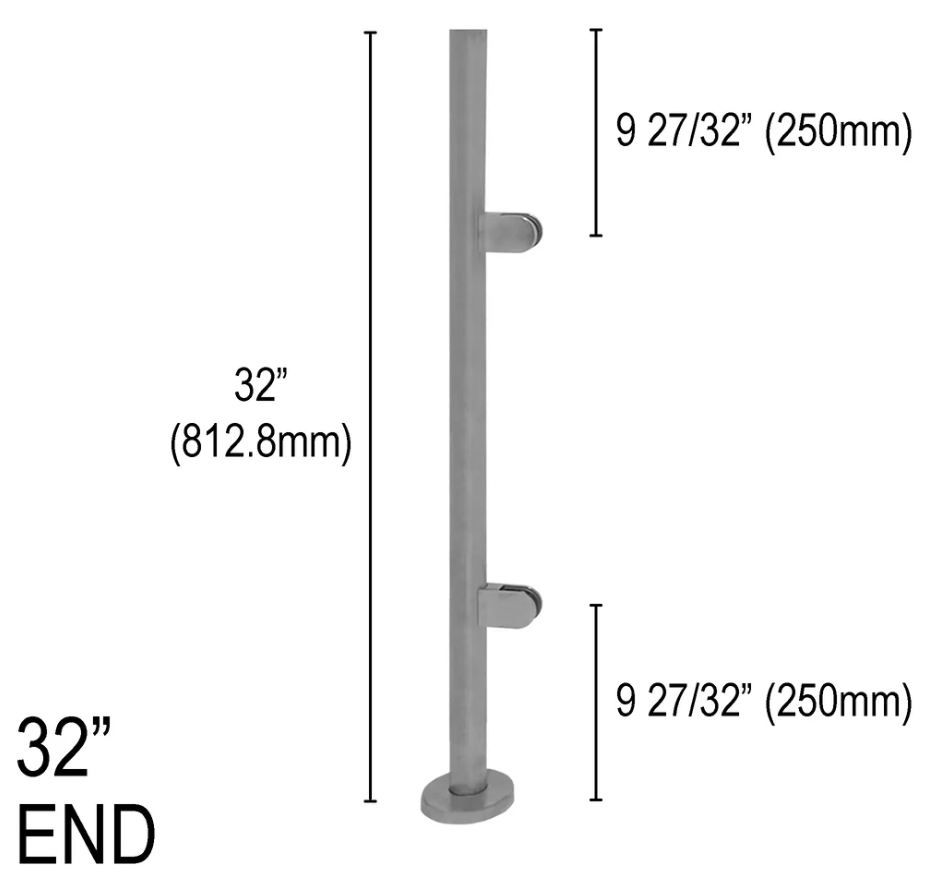 Architectural Railing Posts - Round - Glassparts.ca