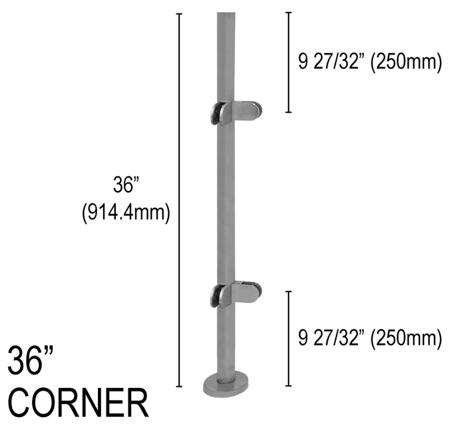 Architectural Railing Posts - Round - Glassparts.ca
