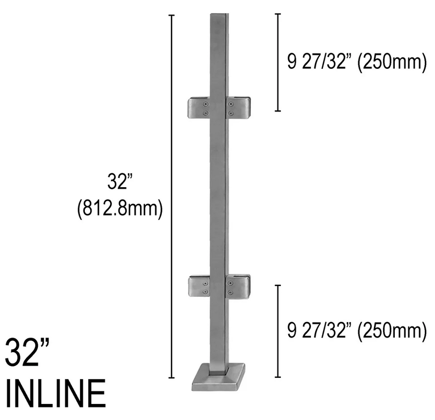 Architectural Railing Posts - Square - Glassparts.ca