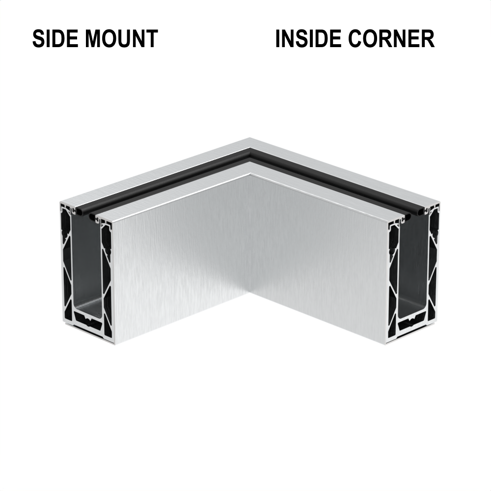 CORE-LOCK 72 Series 90° Side Mount Inside Corner Kit – Brushed Anodized Aluminum