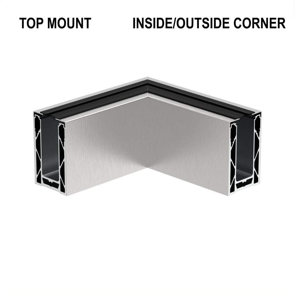 CORE-LOCK 72 Series 90° Top Mount Corner Kit — Brushed Stainless Steel
