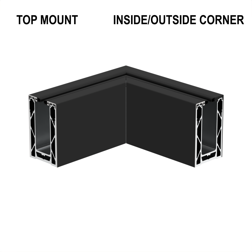 CORE-LOCK 72 Series 90° Top Mount Corner Kit — Matte Black Aluminum