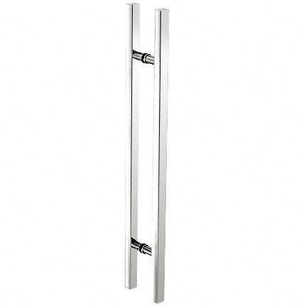 CRL Brushed Stainless Glass Mounted Square Ladder Style Pull Handle with Round Mounting Posts - Glassparts.ca