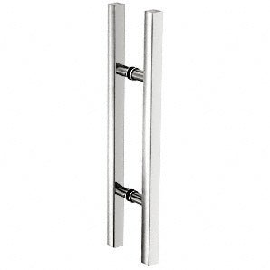 CRL Brushed Stainless Glass Mounted Square Ladder Style Pull Handle with Round Mounting Posts - Glassparts.ca