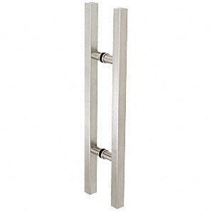 CRL Brushed Stainless Glass Mounted Square Ladder Style Pull Handle with Round Mounting Posts - Glassparts.ca