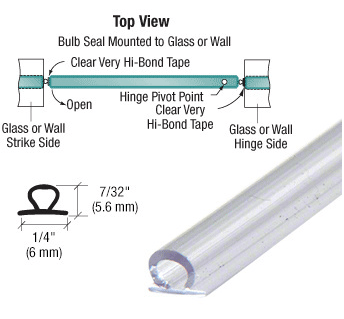 CRL Translucent Vinyl Bulb Seal with Pre - Applied Tape - Glassparts.ca