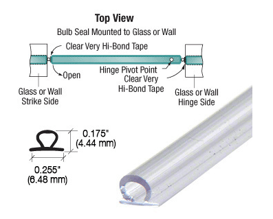 CRL Translucent Vinyl Bulb Seal with Pre - Applied Tape - Glassparts.ca