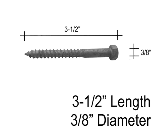 Hex Lag Bolt - 3/8" X 3 - 1/2" (For Posts - Wooden Installation) - Glassparts.ca