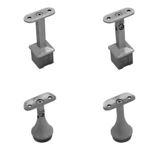 Pro Series Railing Post Component - Flat & Round Handrail Support - Standard & Adjustable - Glassparts.ca
