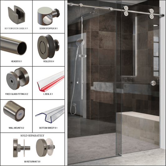 Shower Sliding Door Kit - Luna Series - Glassparts.ca