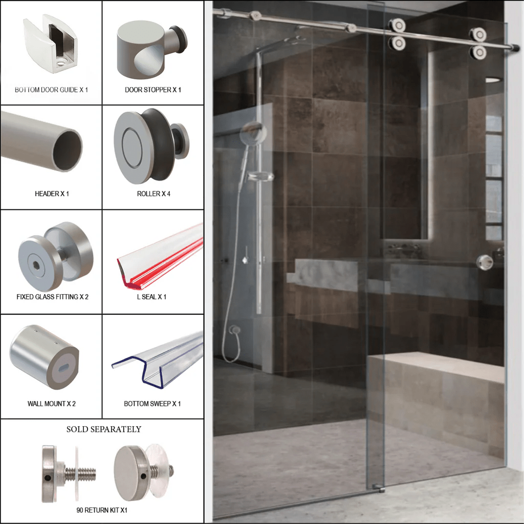 Shower Sliding Door Kit - Luna Series - Glassparts.ca