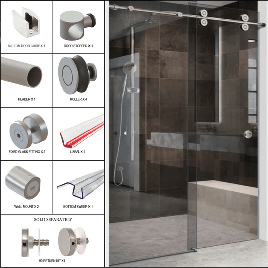 Shower Sliding Door Kit - Luna Series - Glassparts.ca