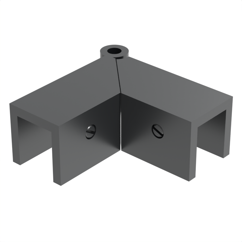 Sleeve over glass clamp SLOV345GM - Glass to Glass - 90° Adjustable - Gun Metal