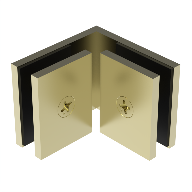 SQC90PB - Square - 90° Glass to Glass - Polished Brass