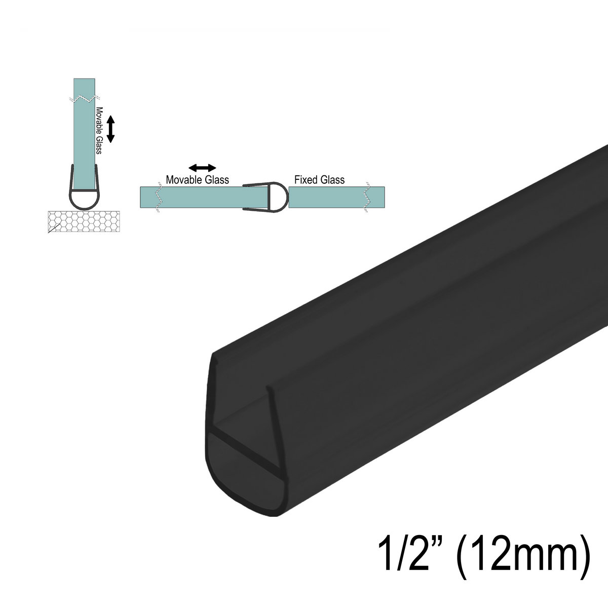 Grey Goat SWPB12-BLK bulb seal for 1/2" (12 mm) glass, Black