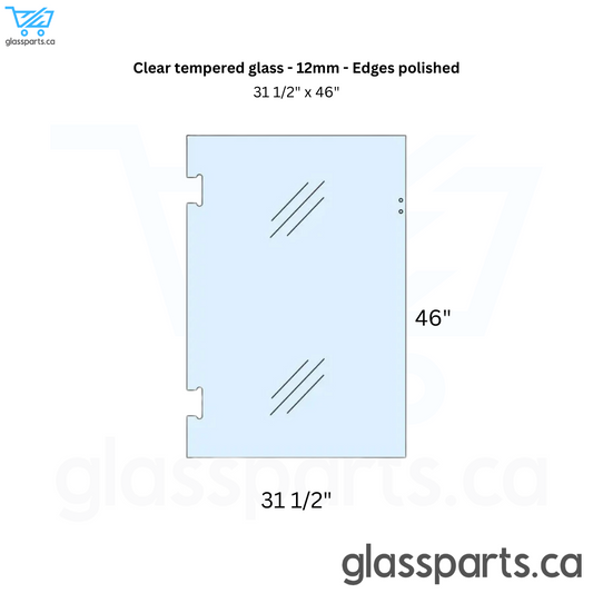 12mm clear tempered glass- 46" x 31 1/2" (Door)