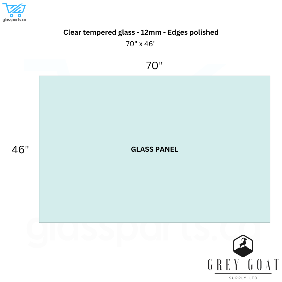 Verre trempé transparent de 12 mm - 70" x 46"