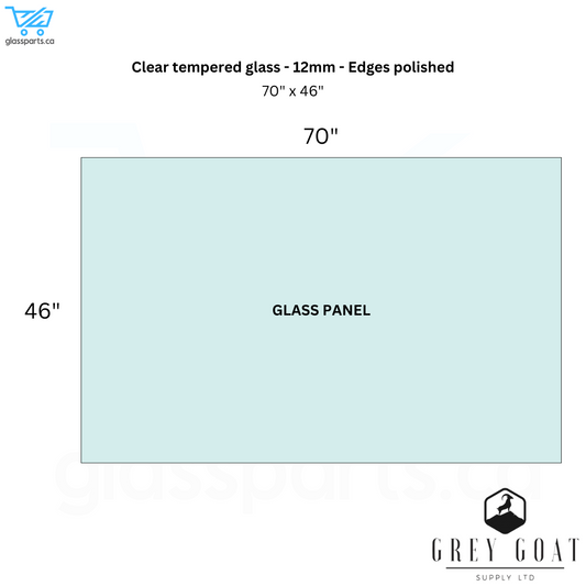 Verre trempé transparent de 12 mm - 70" x 46"