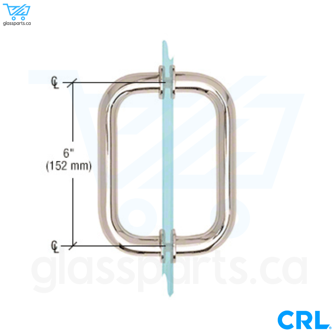 CRL BM Series - Tubular Back-to-Back Pull Handle - 6" x 6" - Polished Nickel