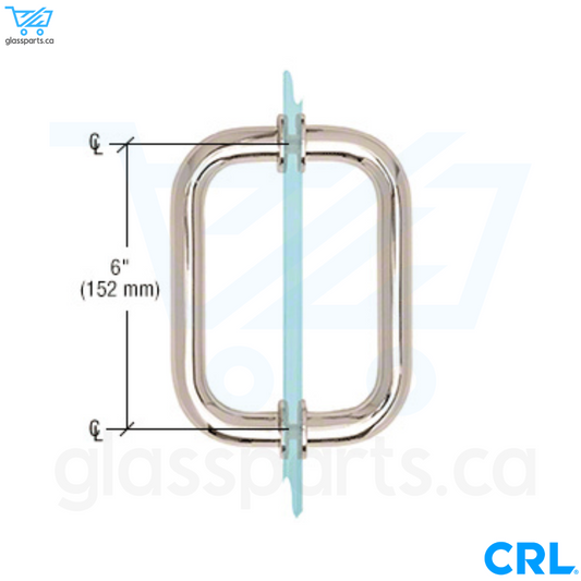 CRL Série BM - Poignée de tirage tubulaire dos à dos - 6" x 6" - Nickel poli