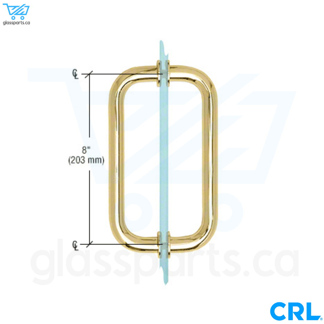 CRL Série BM - Poignée de tirage tubulaire dos à dos - 8" x 8" - Laiton poli