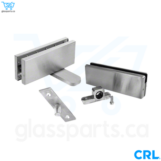 CRL Polished Hydraulic Patch Door Set Hold Open - Brushed Steel