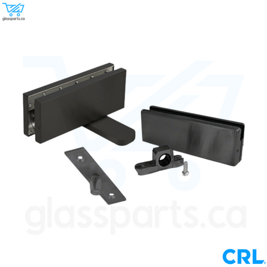 CRL Polished Hydraulic Patch Door Set Hold Open - Matte Black