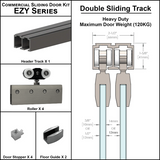 [EZY1HDDD] Commercial Sliding Door Kit - EZY1 - Heavy Duty - Double Sliding Door Track (118") — EZY1HDDDBS