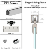 [EZY1HDSD] Commercial Sliding Door Kit - EZY1 - Heavy Duty Single Sliding Door Track (118") — EZY1HDSDSA