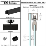 [EZY1HDSDP] Commercial Sliding Door Kit - EZY1 - Heavy Duty Single Door + Panel Track (118") — EZY1HDSDPMBL