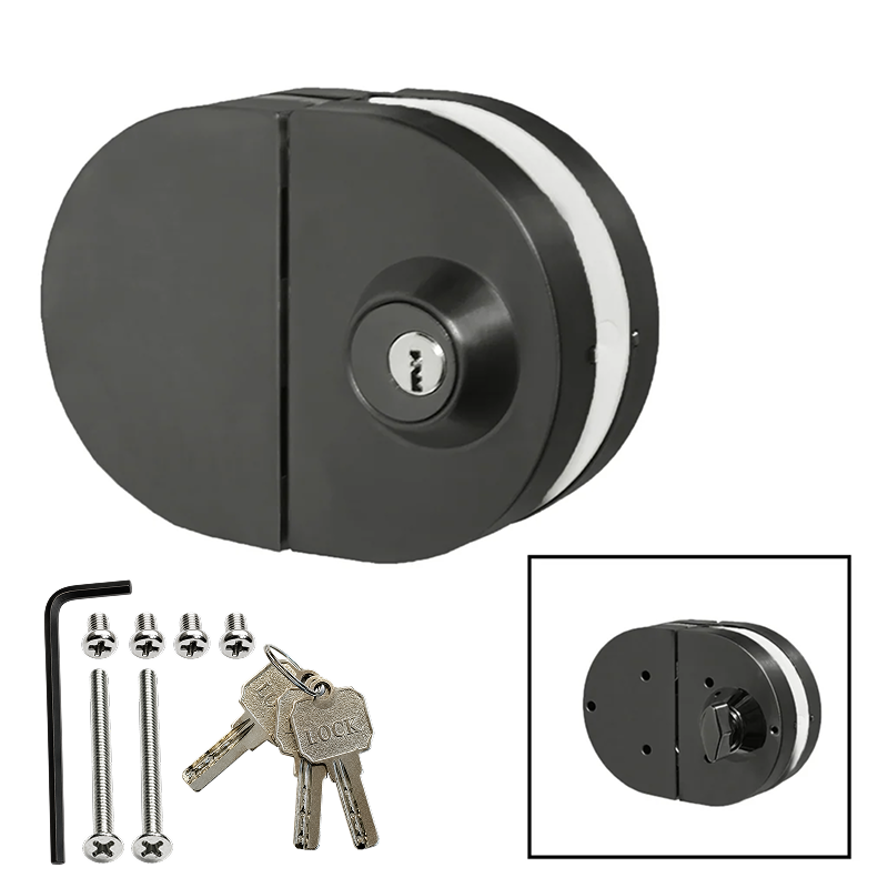 [GDLRD180D] Glass Door Lock - RD Glass to Glass - Double-Sided SLIP ON — GDLRD180DMBL